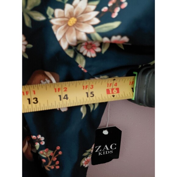 Zac Kids Girls Midnight Blue Floral Short Sleeve Smocked Dress Size 18(XXL) NWT - Picture 12 of 14